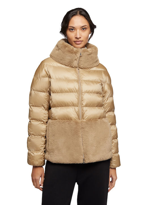 Geox Women's Short Puffer Jacket for Winter Beige