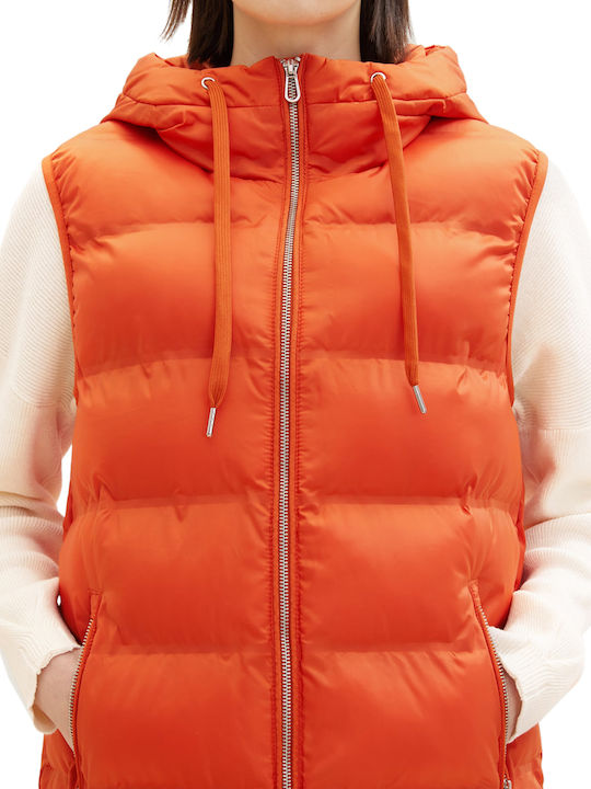 Lang Damen Ärmellos Puffer Jacke für Winter Orange