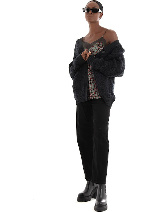 Cloud Fluff Cardigan Γυναικεία Πλεκτή Ζακέτα σε Μαύρο Χρώμα