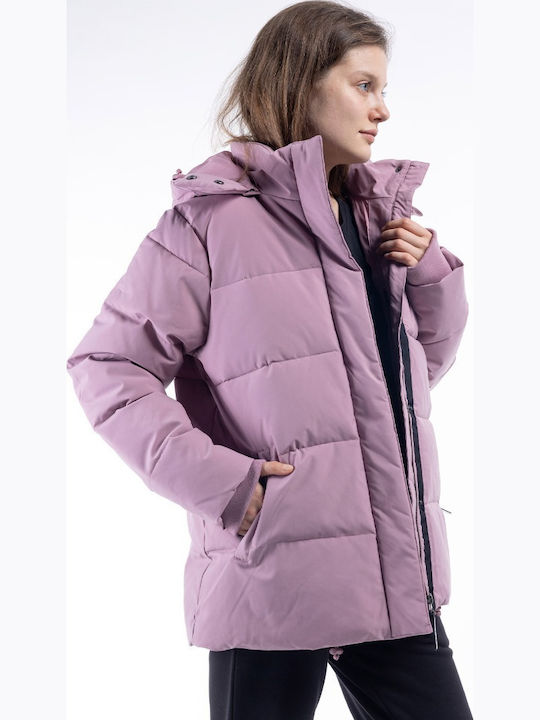 Scurtă Jachetă de femei Puffer pentru iarnă Roz