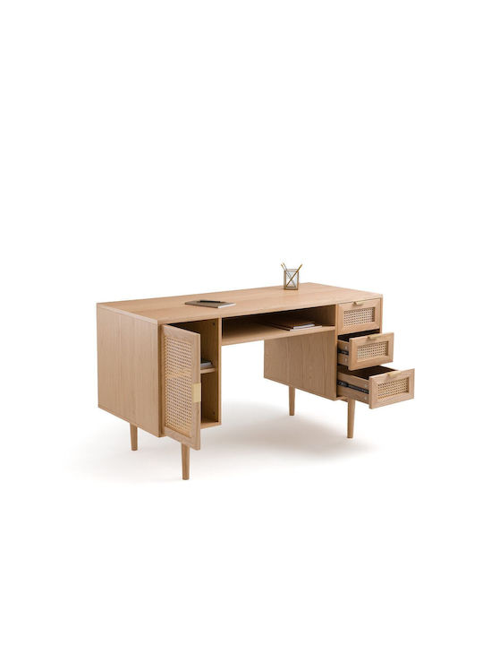 Schreibtisch Holz Oaks Ratan 140x60x77.5cm