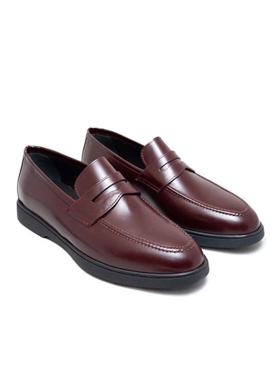 Raniero Conti Men's Leather Moccasins Burgundy