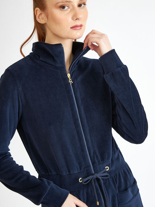 Harmony Winter Women's Velvet Pyjama Jacket Blue