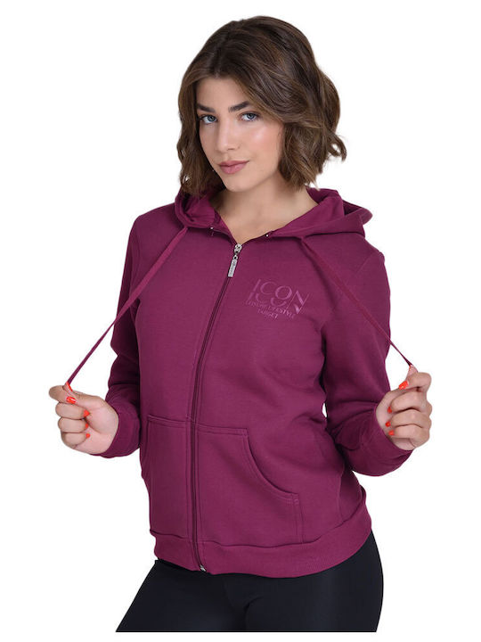 Jachetă hanorac pentru femei Cu glugă Fuchsia