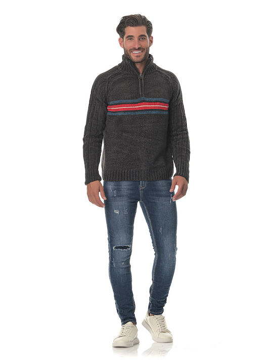 G Secret Men's Long Sleeve Sweater with Zipper Gray