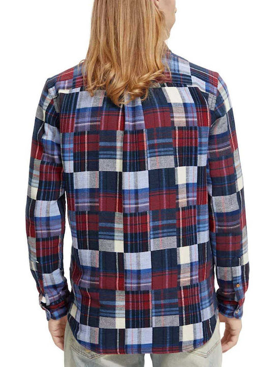 Scotch & Soda Men's Shirt Long Sleeve Flannel Checked Blue