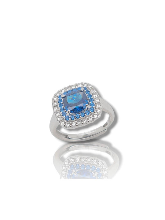 Mentzos Women's Ring with Zircon from Silver