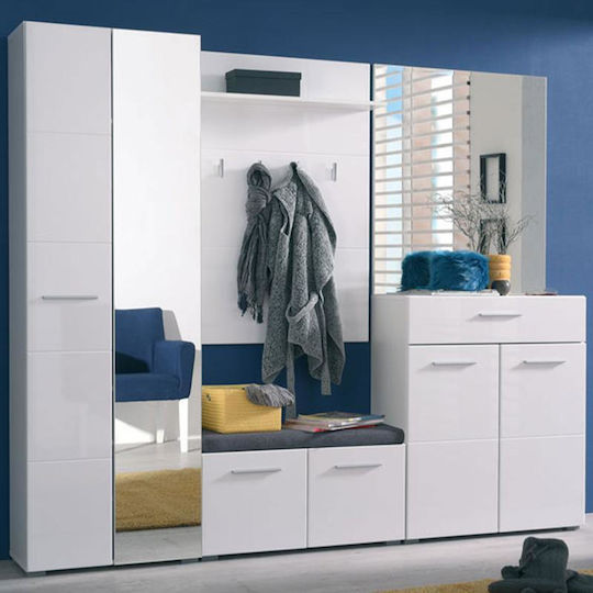 Beny Kom 760 Мебел за антре с Шкаф за обувки и Пейка Бял 79x35x45см