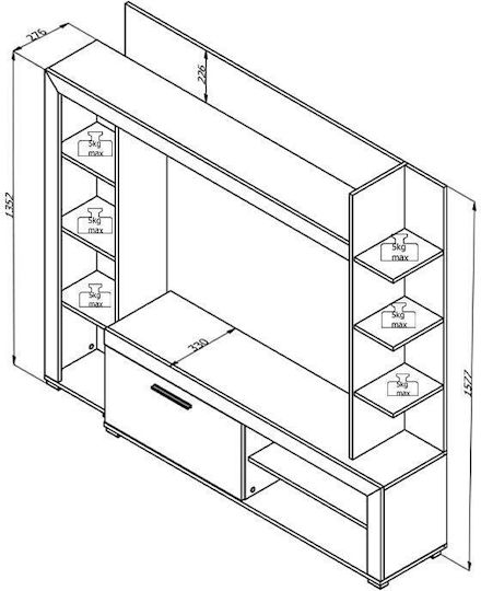 Wohnzimmer TV-Einheit Rubi Beige L172.5xB33xH157.5cm