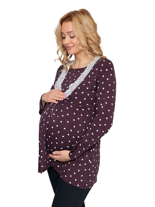 Pregnancy and breastfeeding pajamas with hearts (9016)