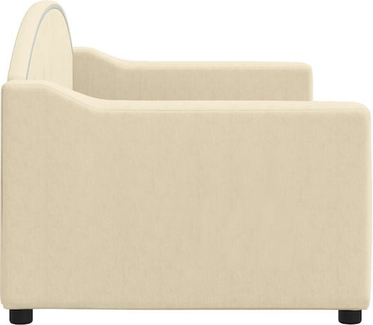Sofa Bed Single Upholstered with Fabric Beige with Slats for Mattress 80x200cm