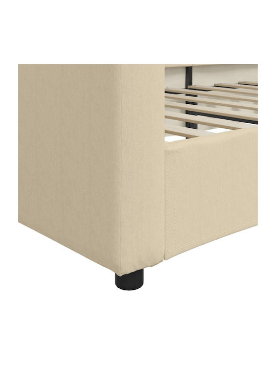 Sofa Bett Einzelbett Mit Stoff bezogen Beige mit Latten für Matratze 80x200cm