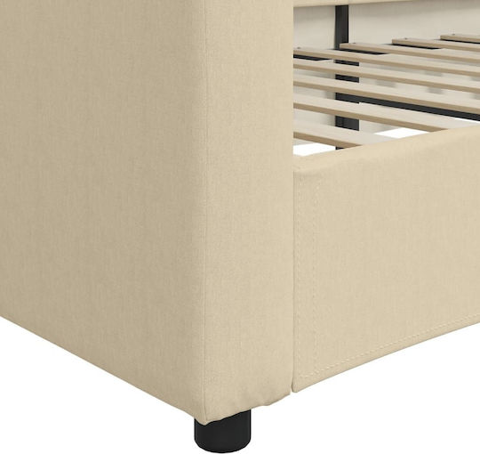 Sofa Bed Single Upholstered with Fabric Beige with Slats for Mattress 80x200cm