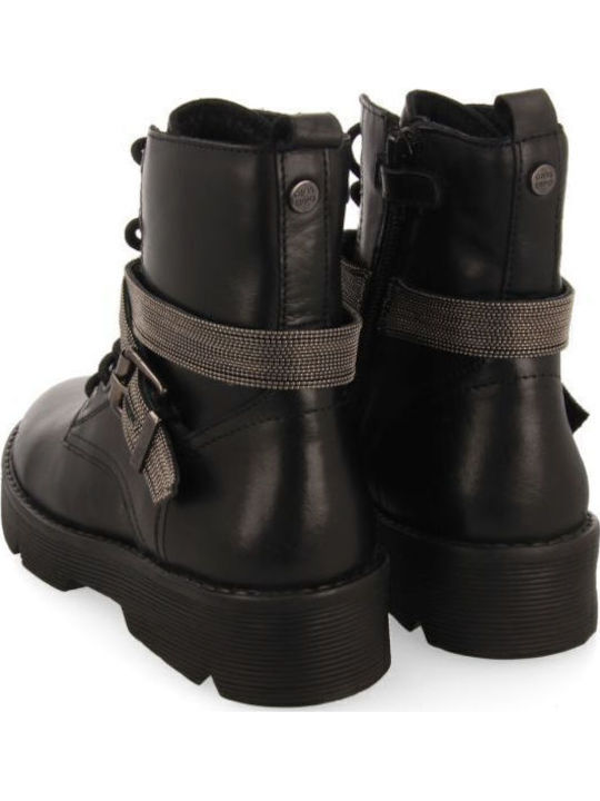 Anatomical Leather Kids Boots with Zipper Black