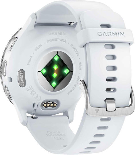 Garmin Venu 3 Stainless Steel 45mm Waterproof Smartwatch with Heart Rate Monitor (Silver Stainless Steel Bezel with Whitestone Case and Silicone Band)