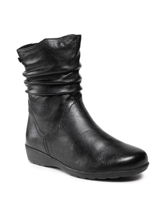 Caprice Leather Women's Ankle Boots Platform Black