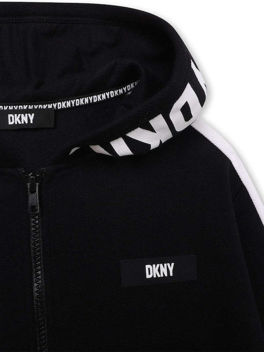 DKNY Cardigan pentru copii cu glugă Negru