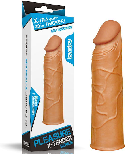 Lovetoy Pleasure X-tender Series X-tra Girth Penis Extension Brown 17.272cm
