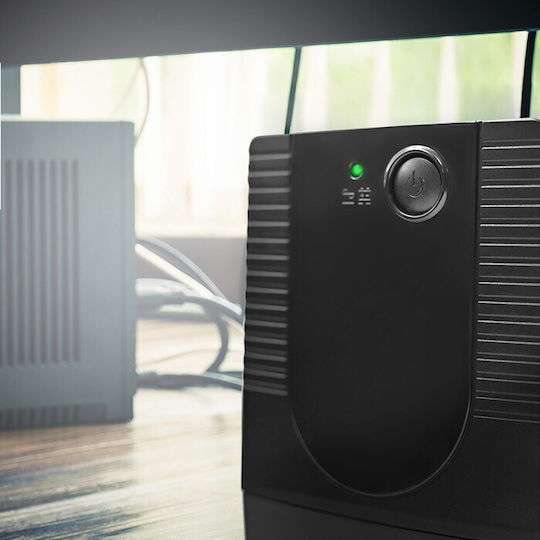 Qoltec FR UPS Line-Interactive 850VA 480W με 2 Schuko Πρίζες