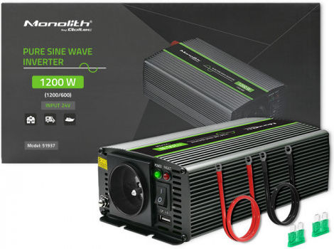 Qoltec Pure Sine Wave Power Inverter 1200W with Input Voltage 24V 51937