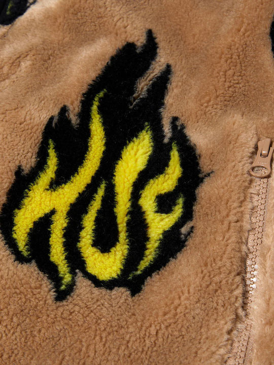 Flamin Zip Sherpa Fleece Men's Fleece Jacket Sherpa Beige