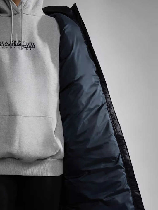 A-box Women's Long Puffer Jacket for Winter Black