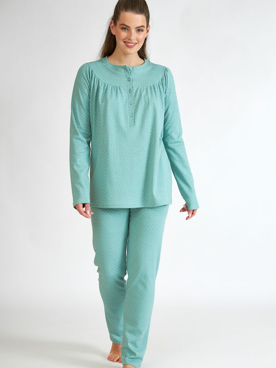 Harmony Winter Women's Pyjama Set Cotton Green