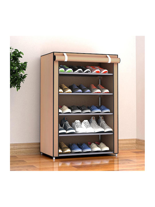 Fabric Shoe Organizer with 5 Shelves Brown 60x30x90cm