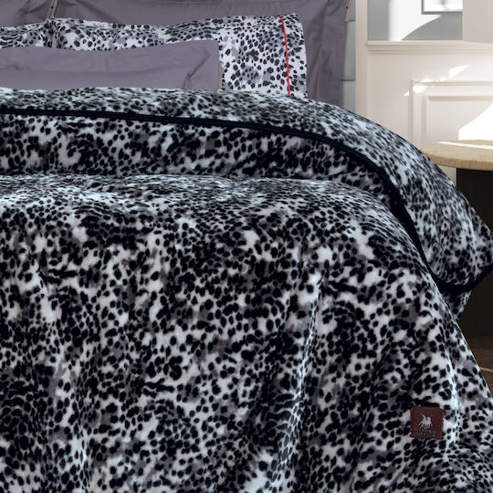 Greenwich Polo Club 3434 Velvet Blanket Super Double 220x240cm Gray - Black