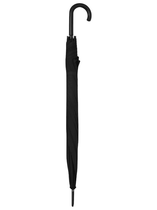 vidaXL Umbrella with Walking Stick Black