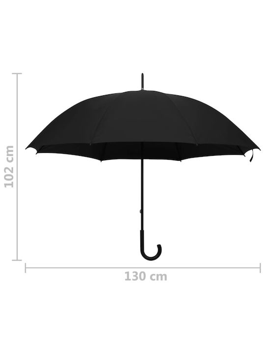vidaXL Umbrella with Walking Stick Black