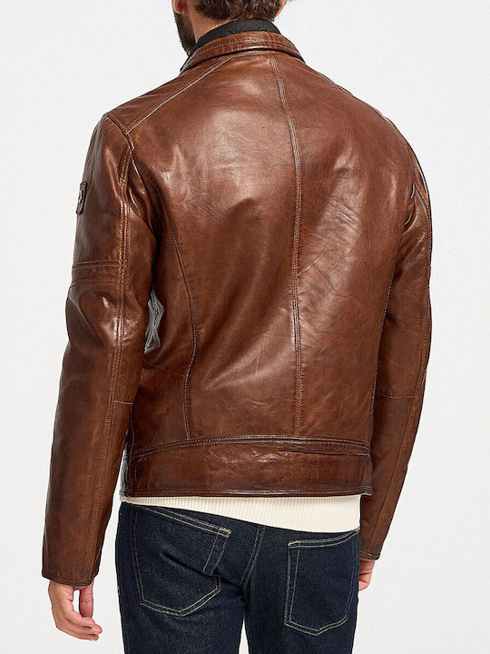 Milestone Men's Winter Leather Jacket Brown