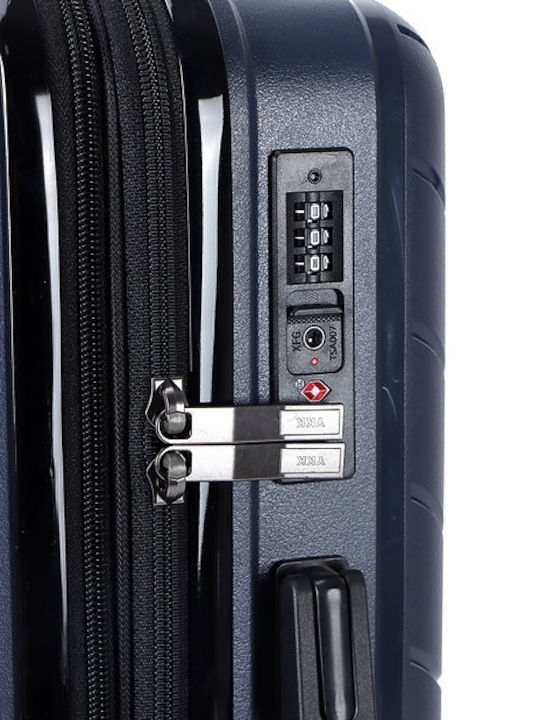 Lavor Cabin Hard Blue Travel Suitcase with 4 Wheels Height 55cm