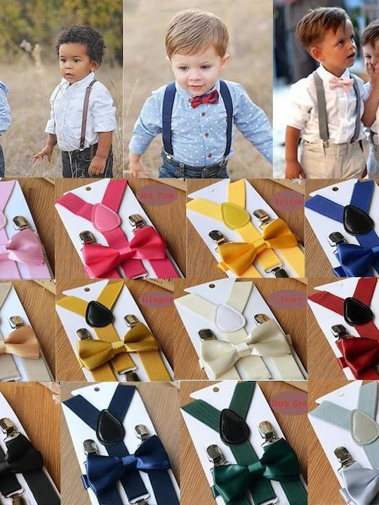 TakTakBaby Kids Suspenders Set with Tie with 3 Clips Burgundy