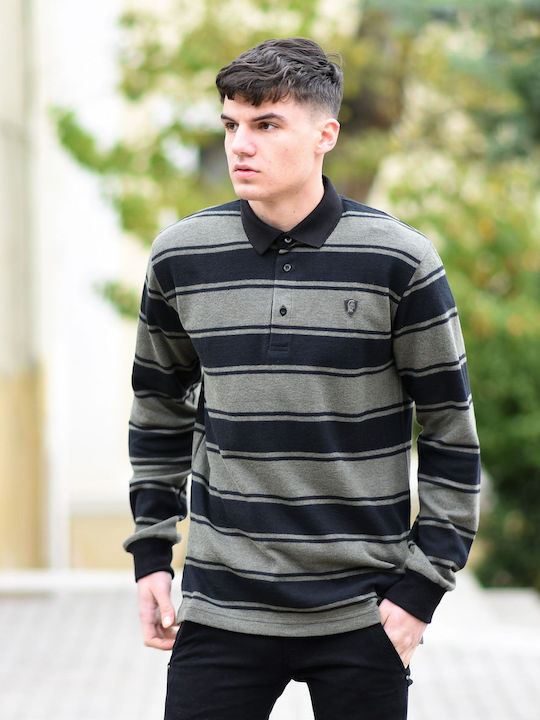 Mohicans Black Line Bluza Bărbătească cu Mânecă Lungă Polo Kaki