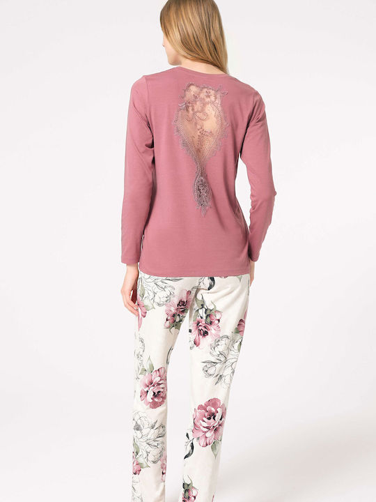 Anil Ev & Ic Giyim Winter Damen Baumwolle Pyjama-Oberteil Rosa