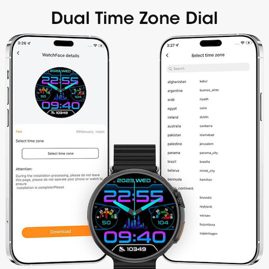 Microwear 9 ULTRA Pro Smartwatch με Παλμογράφο (Silver / Orange)