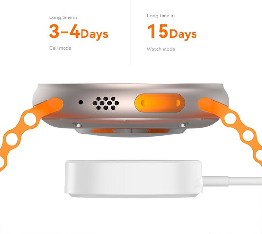 Microwear 9 ULTRA Pro Smartwatch με Παλμογράφο (Silver / Orange)