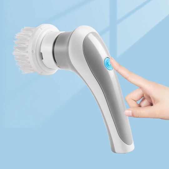 Plastic Rotating Cleaning Brush with Handle White
