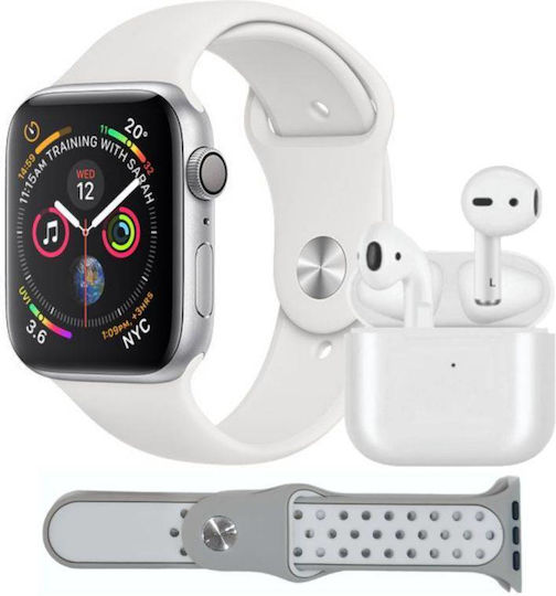 T55 Pro Max Aluminium 44mm Smartwatch με Παλμογράφο (Λευκό)