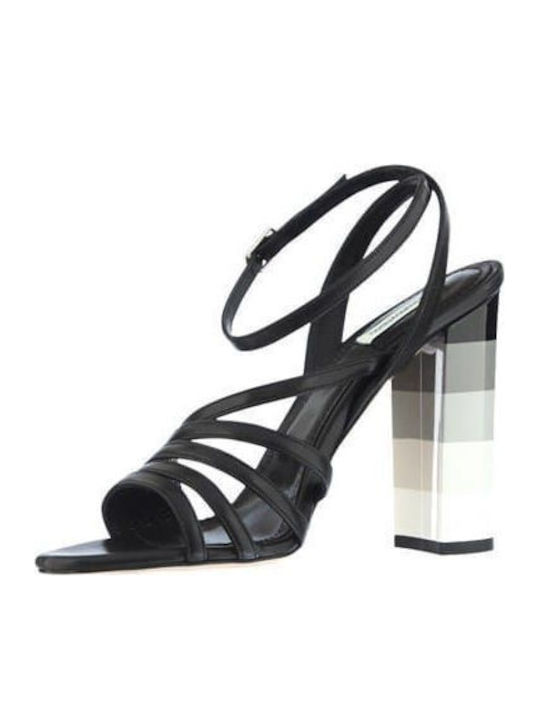 Leder Damen Sandalen in Schwarz Farbe