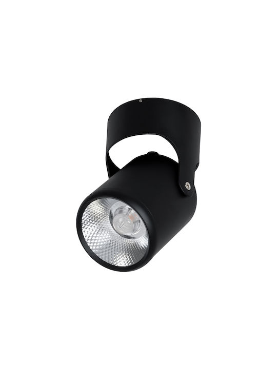 GloboStar Единично LED Топло бяло Спот в Черен Цвят