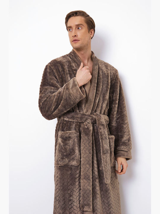 Aruelle Men's Winter Pajama Robe Brown