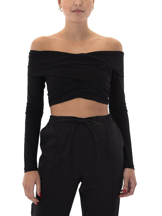 Zoya Women's Crop Top Long Sleeve Black