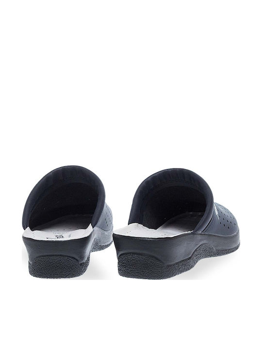 Parex Women's Leather Clogs Blue