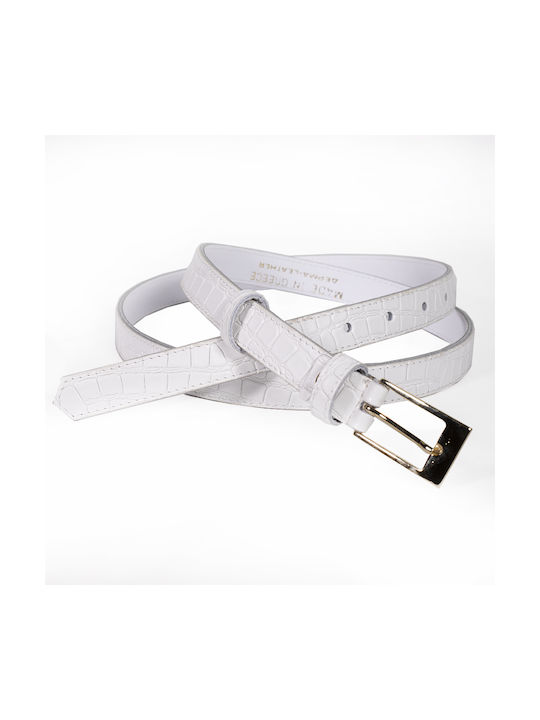 Gem Leathers Leather Women's Belt White