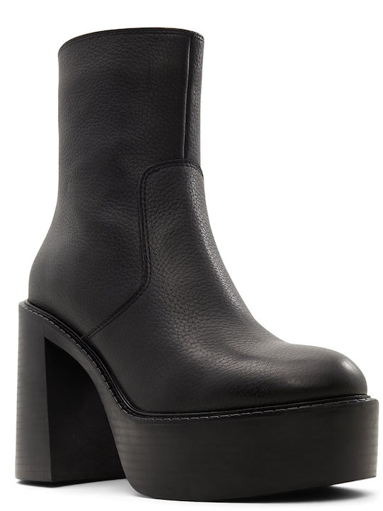 Leder Damen Stiefeletten Schwarz