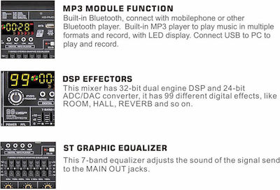 Audien Consolă Analogică 12 Canale cu Putere fantomă & 12 Intrări XLR & Bluetooth