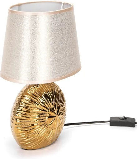 Aigostar Ceramic Table Lamp for Socket E14 with Beige Shade and Gold Base