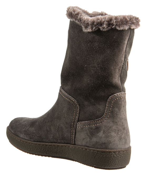 Suede Women's Boots with Rubber & Fur Gray